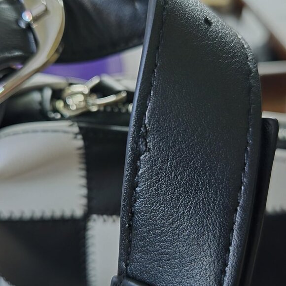 Neiman Marcus Checkered Vegan Leather Shoulder Bag - Picture 6 of 7